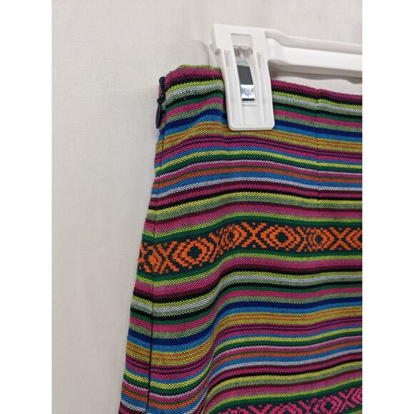 Kaisel Yo Striped Skirt L Pink Green Mini Colorful Micro Hidden Zipper Geometric - Picture 3 of 10